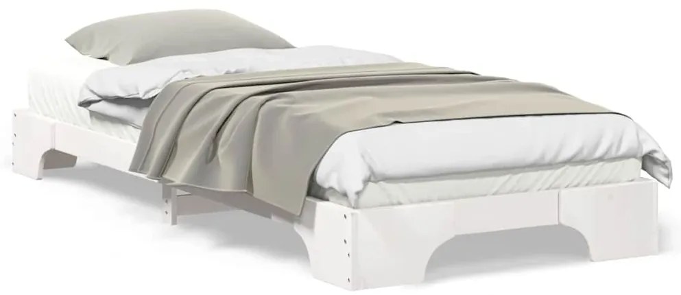vidaXL Κρεβάτι δαπέδου Λευκό 100 x 220 cm Μασίφ ξύλο πεύκου