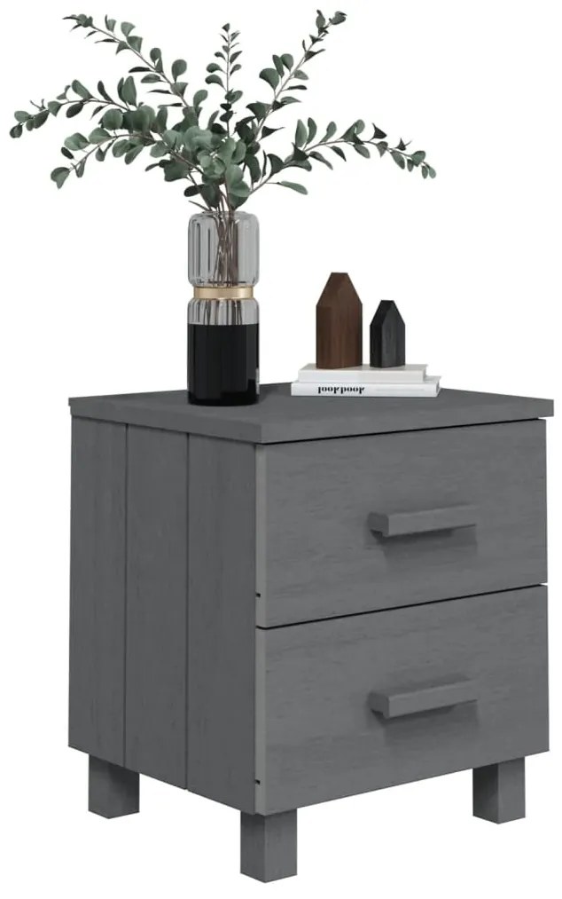 vidaXL Κομοδίνο HAMAR 2 Τεμ. Σκ. Γκρι 40x35x44,5εκ. Μασίφ Ξύλο Πεύκου