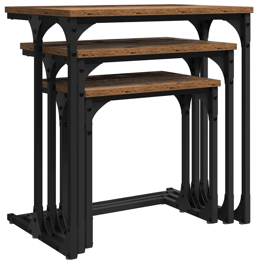 vidaXL Φωτιστικό Τραπεζάκι 3 pcs Παλαιό ξύλο 50.5 x 35 x 53 εκ.
