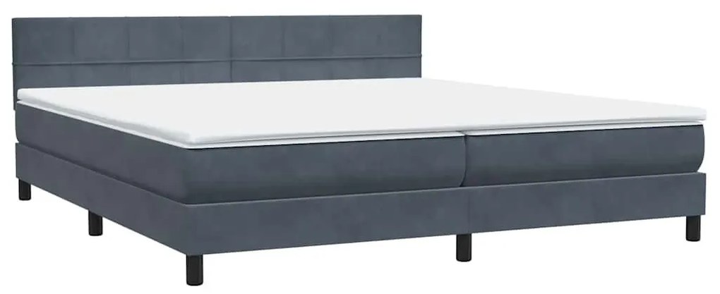 Box Spring Κρεβάτι με στρώμα Σκούρο γκρι 200x220 cm Βελούδινο - Γκρι