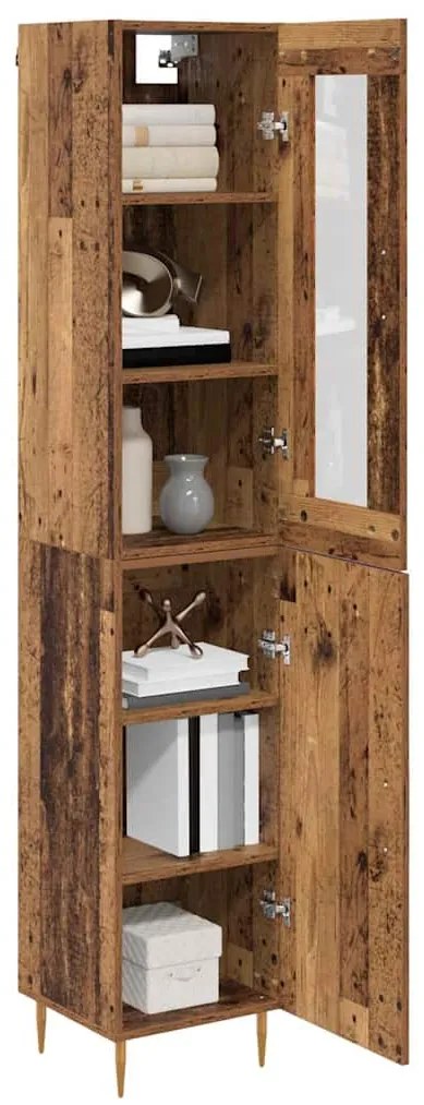 vidaXL Highboard 2 pcs Παλιό Ξύλο Γυαλί