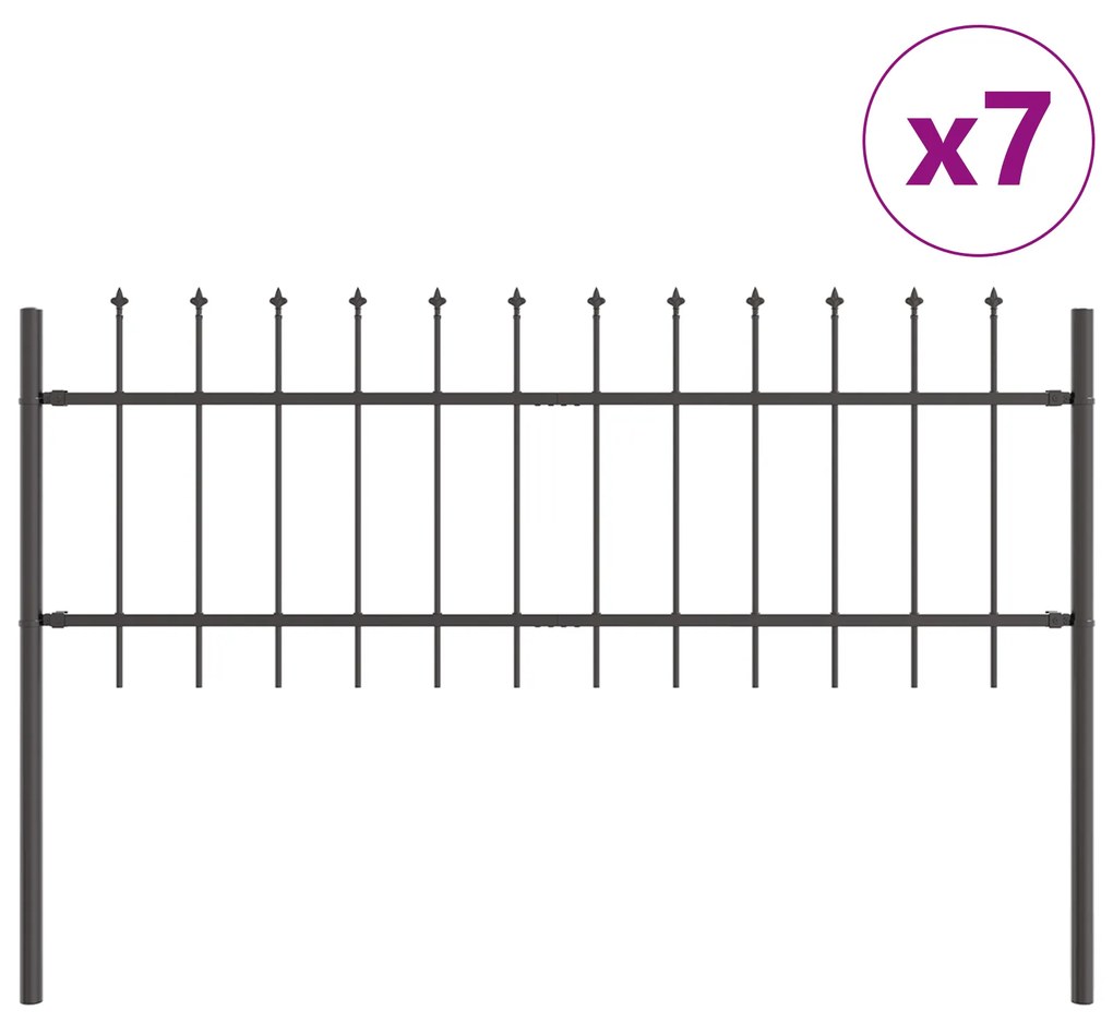 vidaXL Περίφραξη κήπου με αιχμητή κορυφή, Γκρι, 11,9x0,6 μ, Ατσάλι