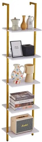 VEVOR Industrial Square Pipe Shelf 5 Tier 15.6x11.8in Wall-Mount Gold White
