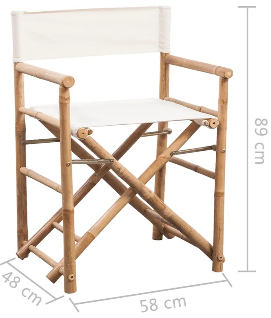 vidaXL Καρέκλα Σκηνοθέτη 2 τεμ. Πτυσσόμενη από Μπαμπού / Καραβόπανο