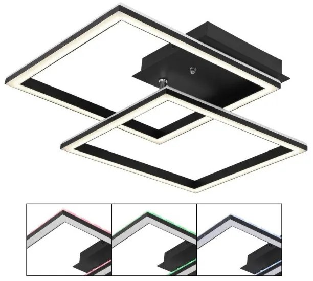 Πλαφονιέρα Φωτιστικό Οροφής LED RGB 40W Μαύρο Jepp 67277-40 Globo Lighting-67277-40-Μαύρο 67277-40