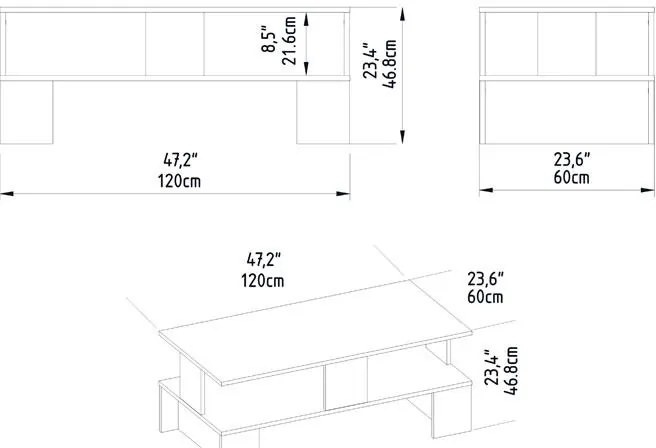Τραπέζι σαλονιού Olly λευκό 120x60x47εκ 120x60x47 εκ.