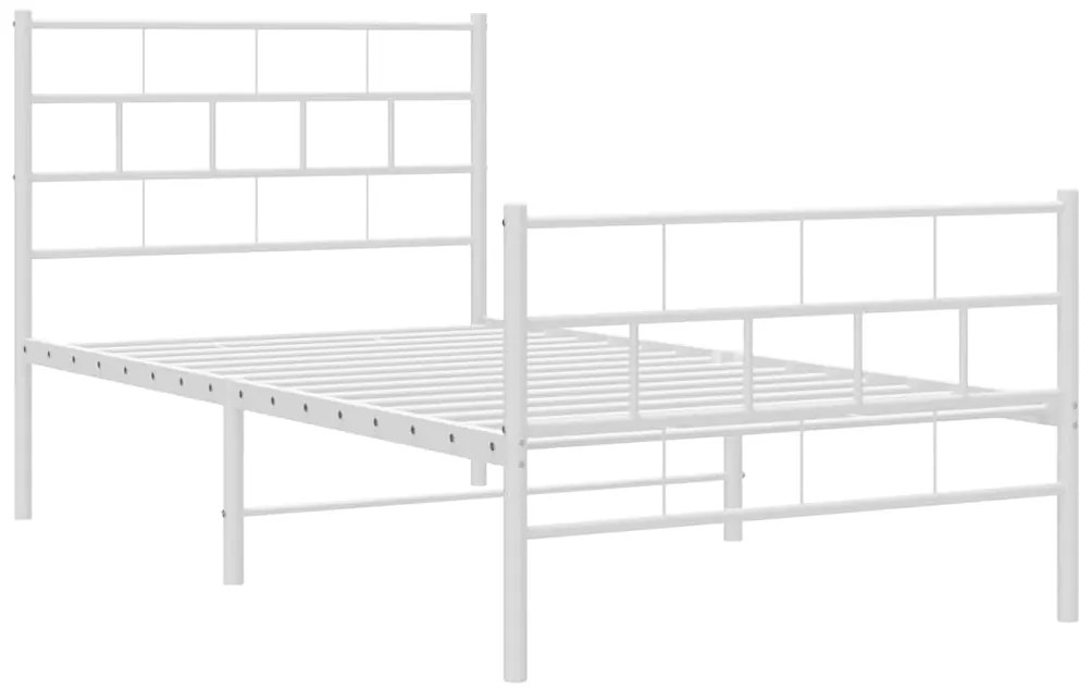 vidaXL Πλαίσιο Κρεβατιού με Κεφαλάρι&Ποδαρικό Λευκό 100x200εκ. Μέταλλο