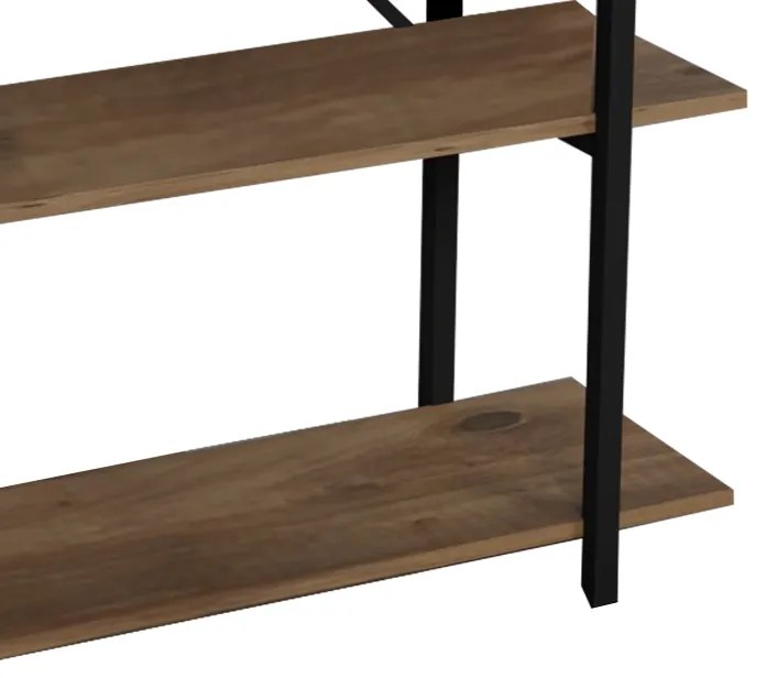 Βιβλιοθήκη Reson pakoworld oak μελαμίνης-μαύρο μέταλλο 120x34x180εκ
