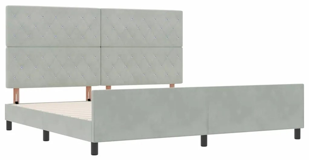 vidaXL Σκελετός Κρεβατιού Ανοιχτό γκρι 200 x 200 cm Βελούδο