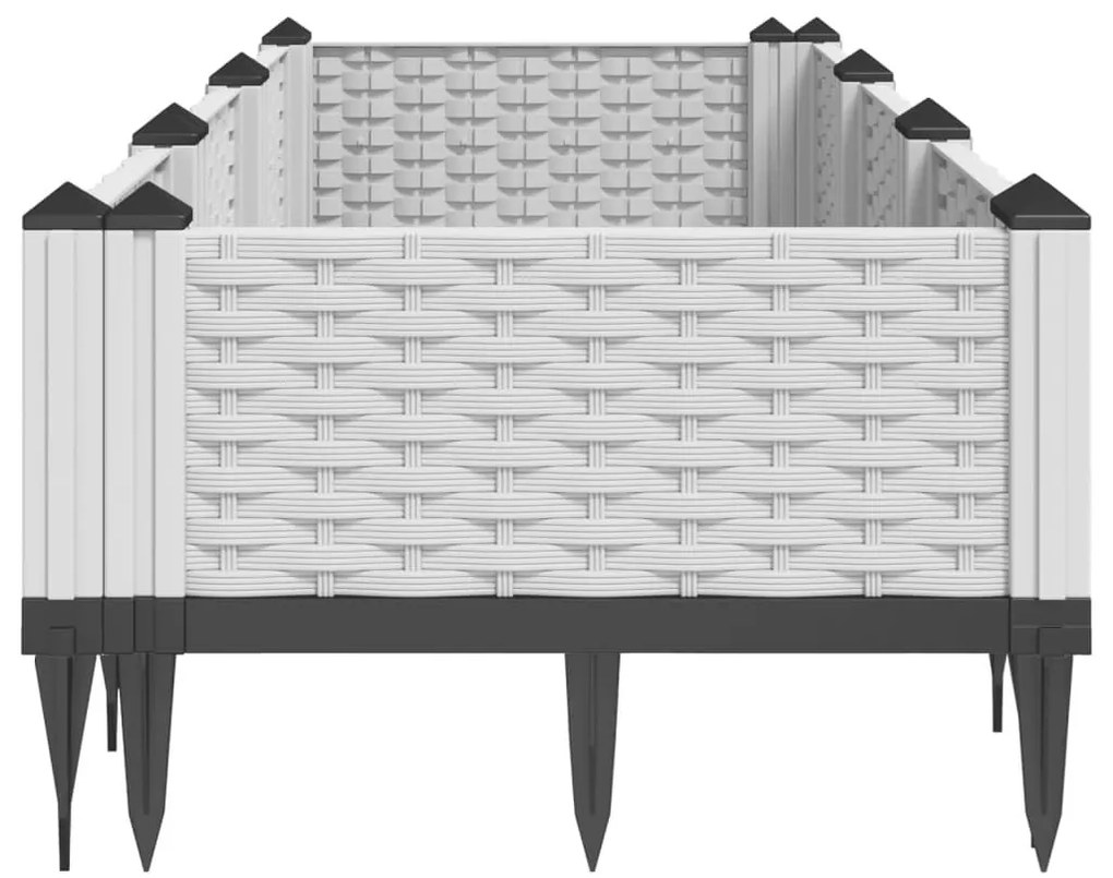 Ζαρντινιέρα με Πασσάλους Λευκή 125x40x28,5 εκ. Πολυπροπυλένιο - Λευκό