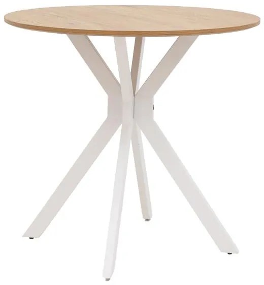 Τραπέζι Xuson φυσικό mdf-πόδι λευκό μέταλλο Φ80x75εκ 80x80x75 εκ.