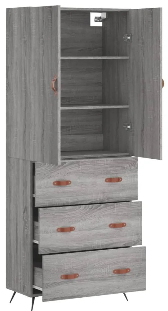 vidaXL Ντουλάπι Γκρι Sonoma 69,5 x 34 x 180 εκ. Επεξεργασμένο Ξύλο