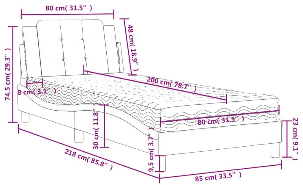 Κρεβάτι με Στρώμα Καφέ 80 x 200 εκ. Συνθετικό Δέρμα - Καφέ