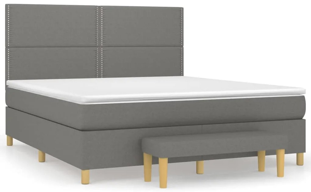 vidaXL Κρεβάτι Boxspring με Στρώμα Σκούρο Γκρι 180x200 εκ Υφασμάτιν