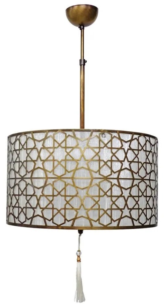 Φωτιστικό Οροφής Casablanca 14-0284 3/Ε27 Αμπαζούρ Bronze Heronia Metal, Fabric