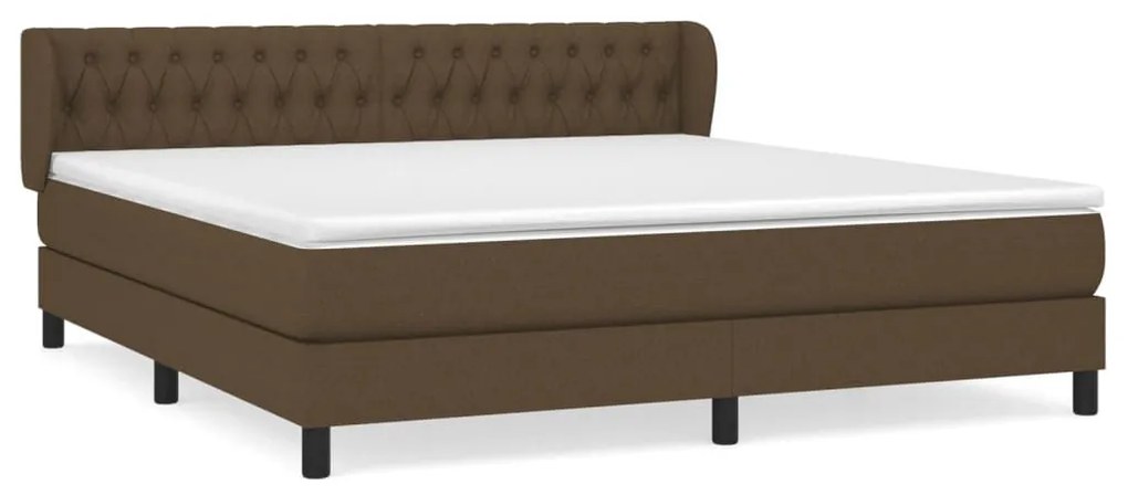 Κρεβάτι Boxspring με Στρώμα Σκούρο Καφέ 180x200 εκ Υφασμάτινο - Καφέ