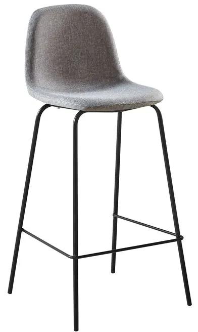 CELINA Σκαμπό BAR με Πλάτη, Κάθισμα H.67cm, Μέταλλο Βαφή Μαύρο, Ύφασμα Γκρι -  47x51x67/97cm