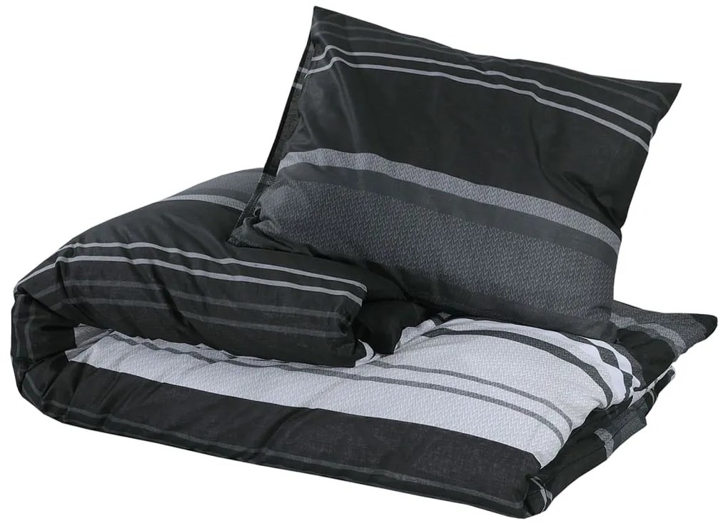 vidaXL Σετ Παπλωματοθήκης Μαύρο και Λευκό140x200 εκ. Βαμβακερό