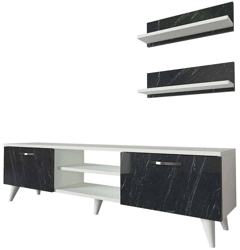 Σύνθεση Τηλεόρασης Geacles 804TRH3047 150x29,5x40,6cm Marble Effect Black-White