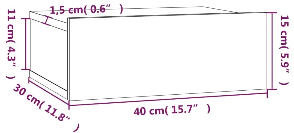 Κομοδίνα Κρεμαστά 2 τεμ. Καφέ Δρυς 40x30x15 εκ. Επεξεργ. Ξύλο - Καφέ