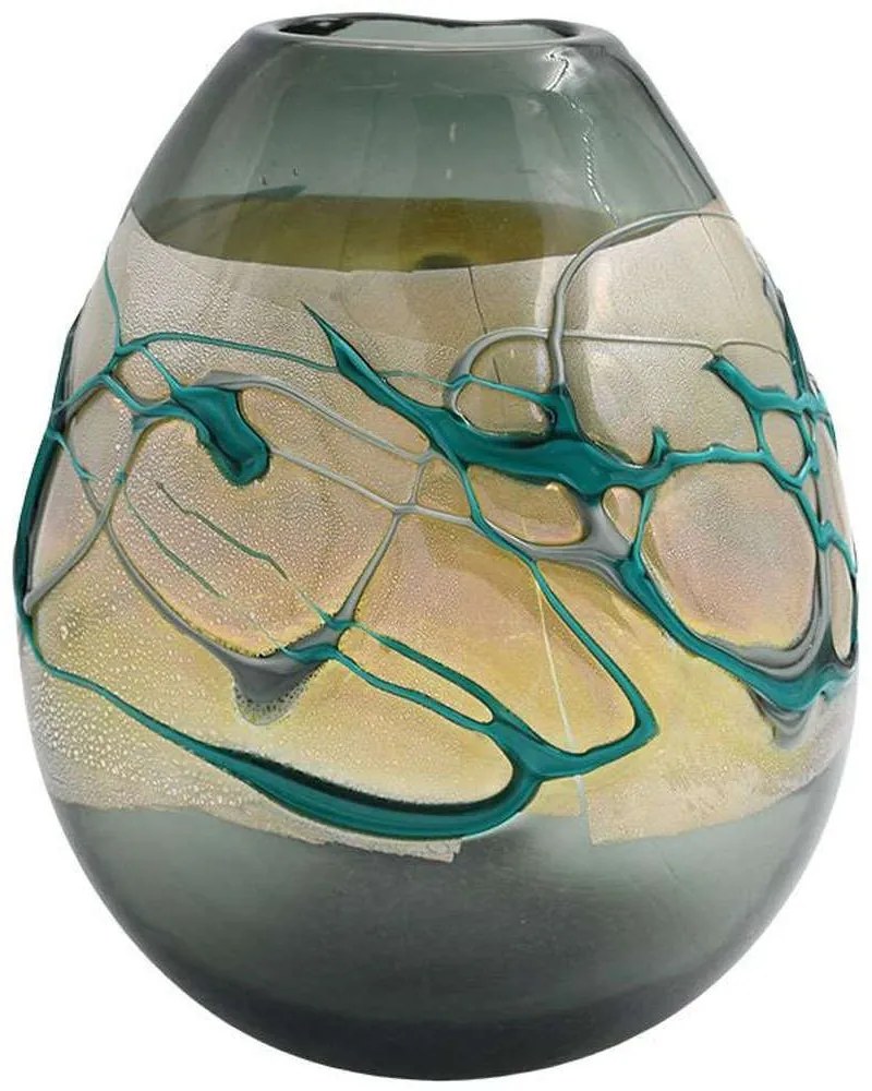 Βάζο 374-124-012 24x14x28cm Multi-Anthracite Glass