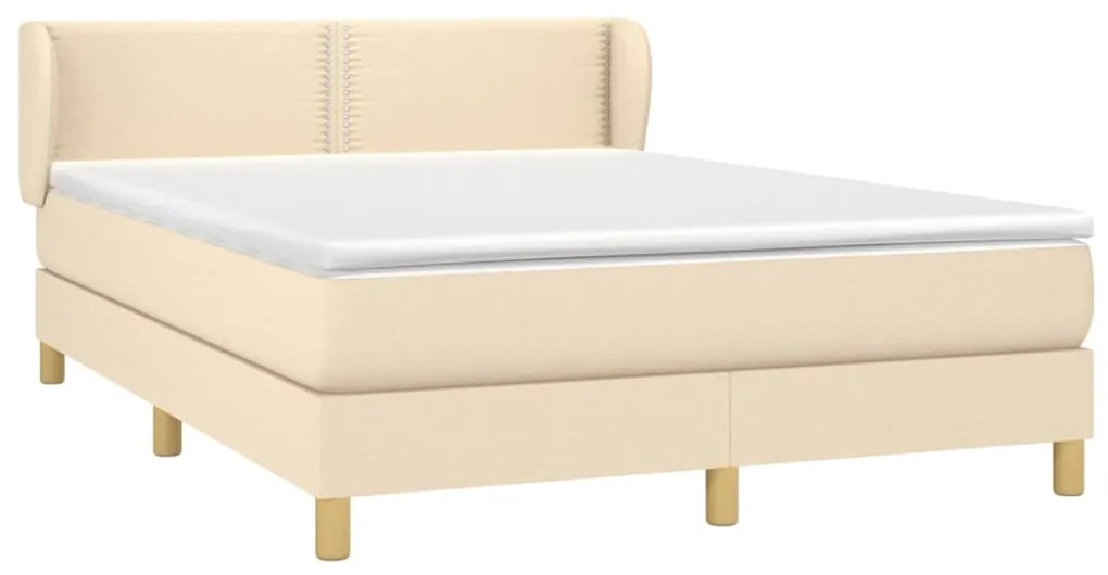 vidaXL Κρεβάτι Boxspring με Στρώμα Κρεμ 140x190 εκ. Υφασμάτινο