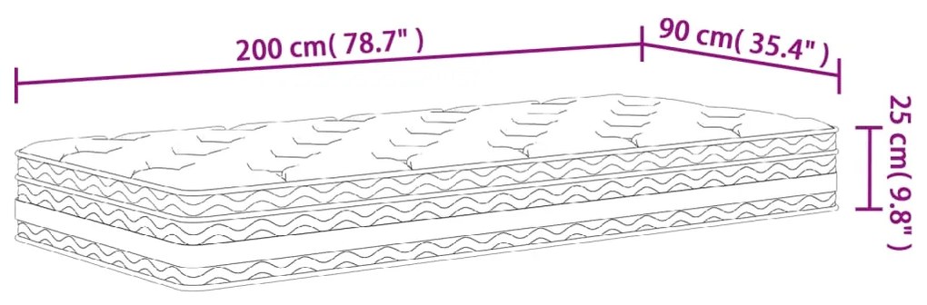 Στρώμα με Pocket Springs Μεσαία Σκληρότητα 90x200 εκ. - Λευκό