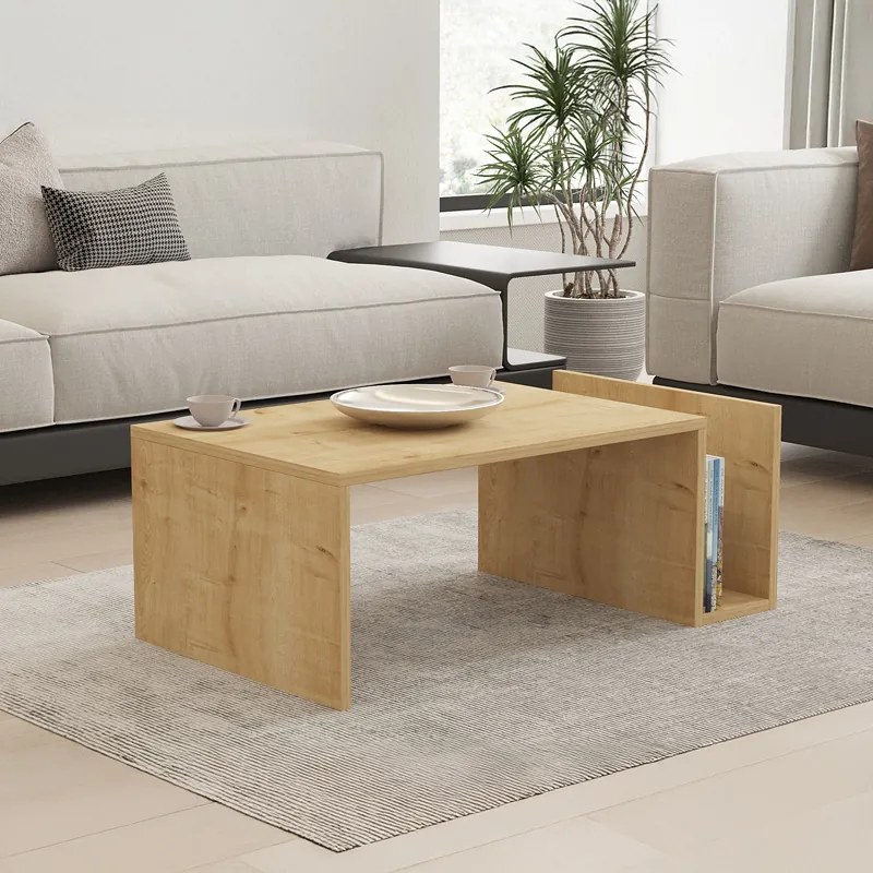 Τραπέζι σαλονιού Poko pakoworld σε oak απόχρωση 86.8x50x32,4εκ (1 τεμάχια)