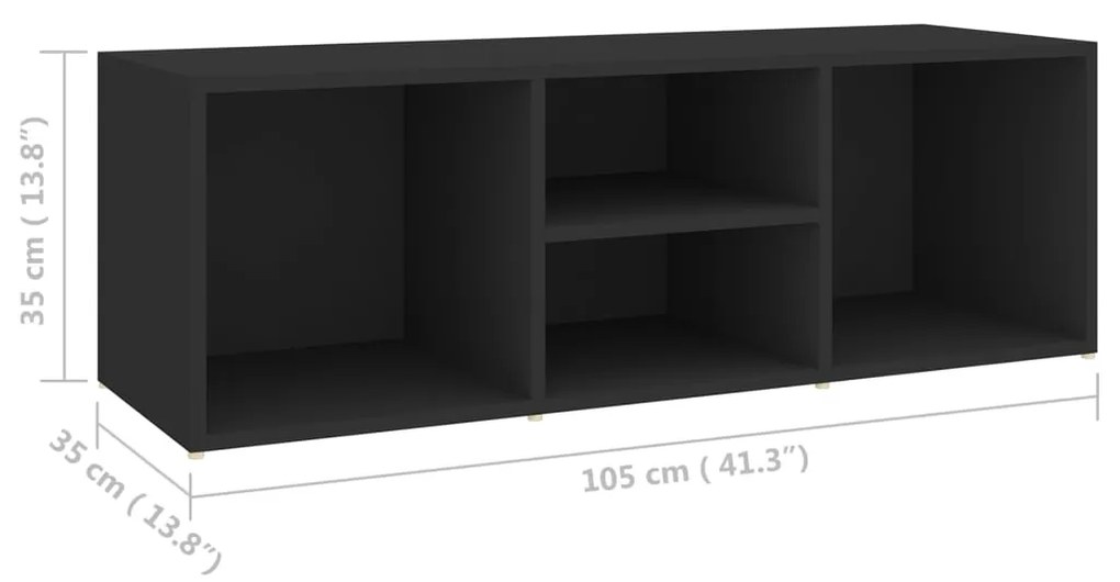 vidaXL Πάγκος Αποθήκευσης Παπουτσιών Μαύρος 105x35x35 εκ. Επεξ. Ξύλο