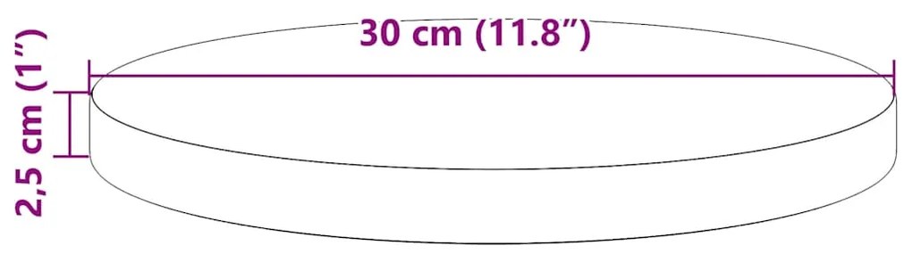 vidaXL Επιφάνεια Τραπεζιού Ø30 x 2,5 εκ. από Μασίφ Ξύλο Πεύκου