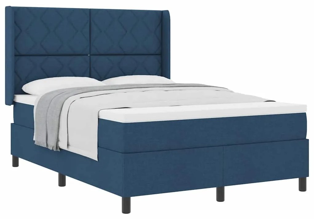vidaXL Κρεβάτι με ελατήρια με στρώμα Μπλε 140 x 200 cm ύφασμα