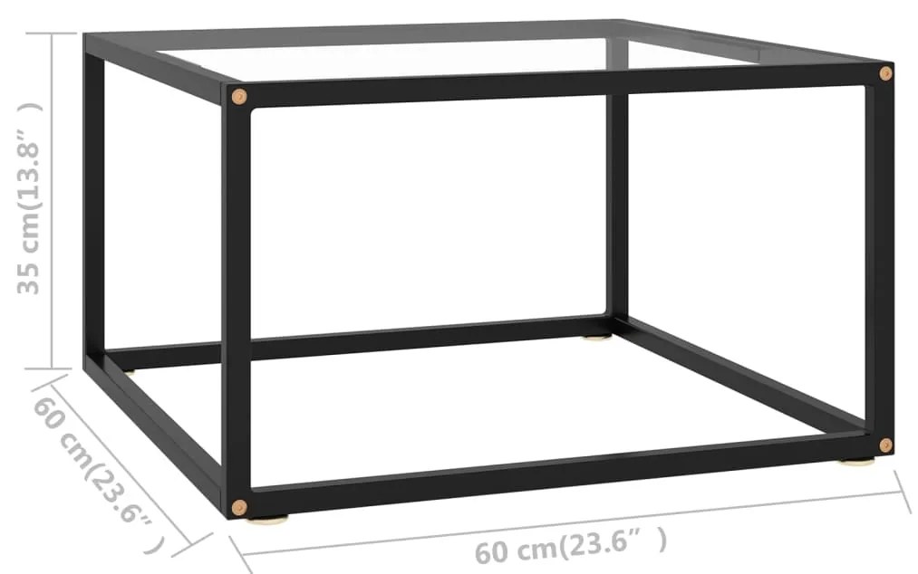 Τραπεζάκι Σαλονιού Μαύρο 60 x 60 x 35 εκ. με Ψημένο Γυαλί - Μαύρο