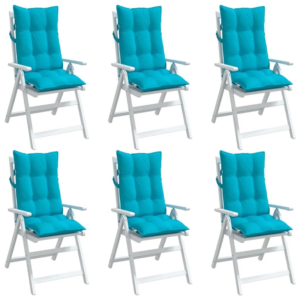 vidaXL Μαξιλάρια Καρέκλας με Ψηλή Πλάτη 6 τεμ. Τιρκουάζ Ύφασμα Oxford