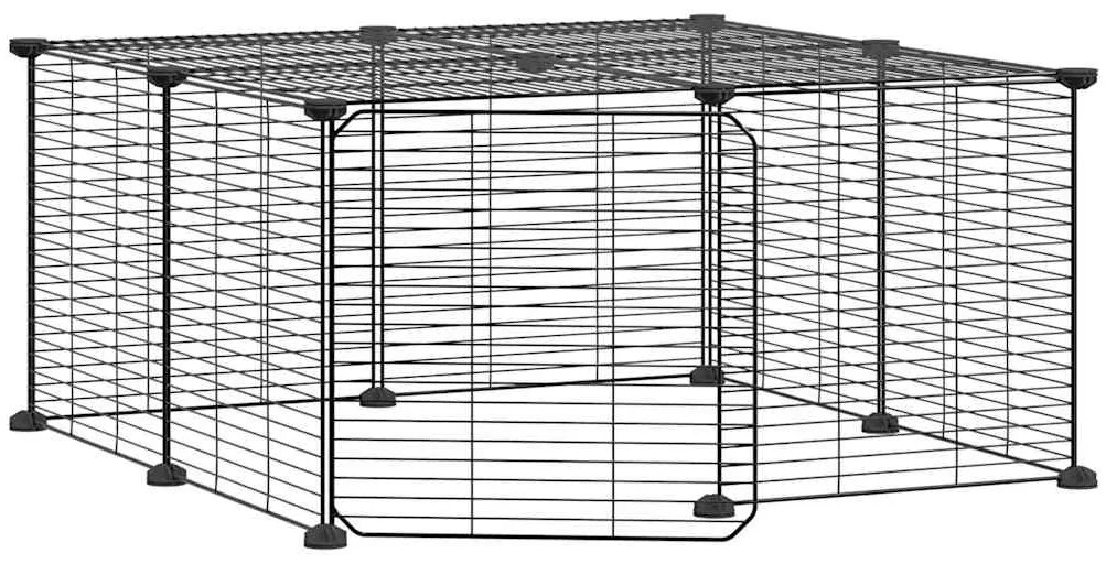vidaXL Κλουβί Κατοικίδιων με 12 Πάνελ + Πόρτα Μαύρο 35 x 35εκ Ατσάλινο