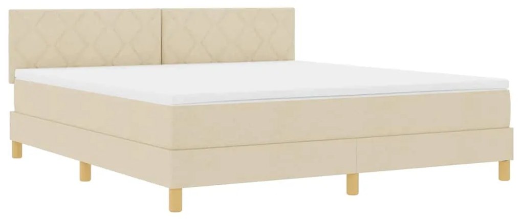 vidaXL Κρεβάτι box spring με στρώμα με στρώμα Κρεμ 180 x 200 cm ύφασμα