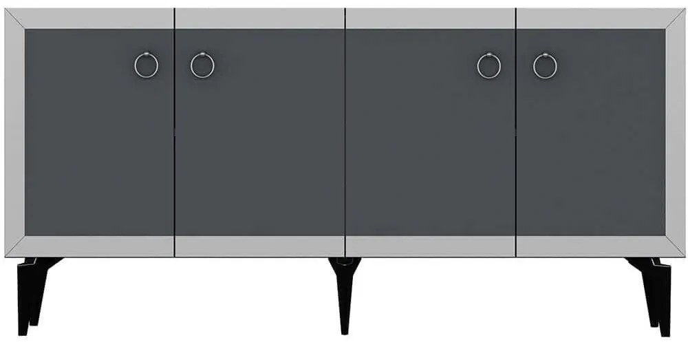 Μπουφές Ponny 475OLV2748 150x40x79cm Anthracite-Silver Particle Board, Melamine