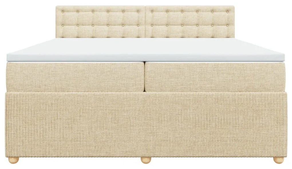 vidaXL Κρεβάτι Boxspring με Στρώμα Κρεμ 200x200 εκ. Υφασμάτινο