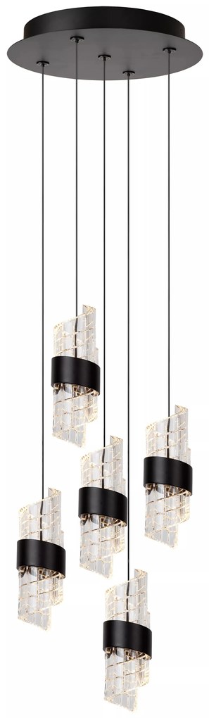 Φωτιστικό Κρεμαστό Lucide 13496-36-30 KLIGANDE Μαύρο Ματ (Black Mat)|Διάφανο (Transparent) 2700 K