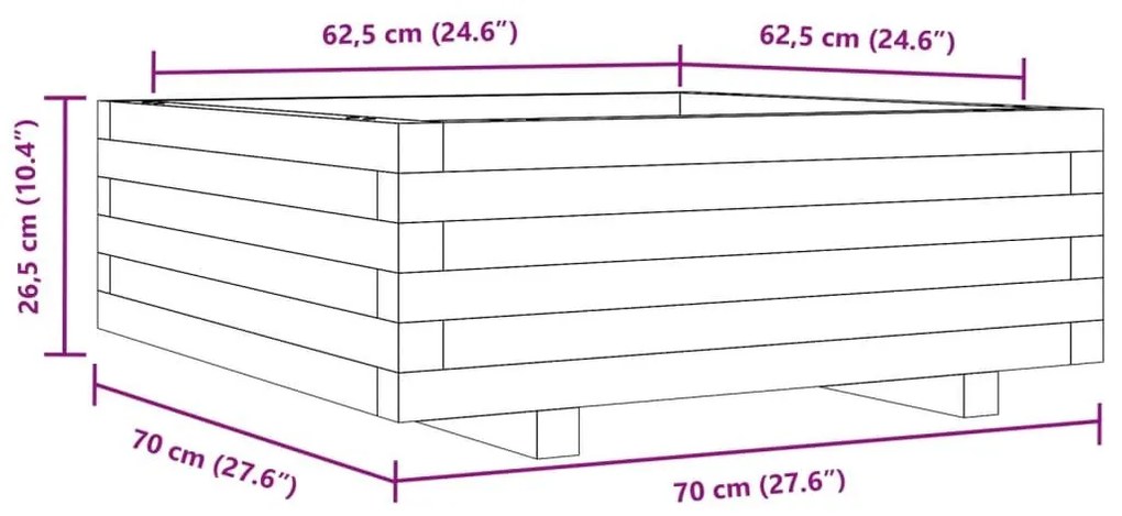 Ζαρντινιέρα Καφέ Κεριού 70x70x26,5 εκ. από Μασίφ Ξύλο Πεύκου - Καφέ