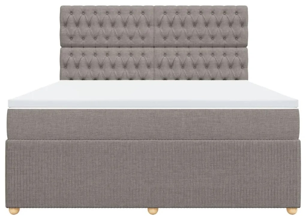 Κρεβάτι Boxspring με Στρώμα Taupe 180x200 εκ. Υφασμάτινο - Μπεζ-Γκρι