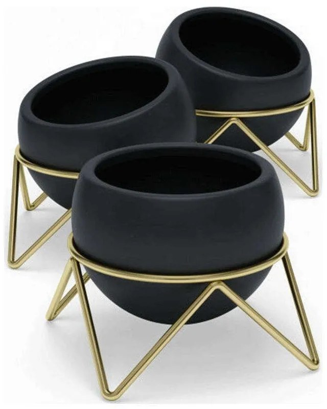 Κασπώ Κεραμικό Potsy (Σετ 3Tμχ) 1013191-1137 Black-Gold Umbra Ceramic