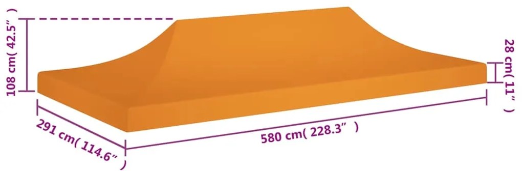 vidaXL Κάλυμμα Τέντας Εκδηλώσεων Πορτοκαλί 6 x 3 μ. 270 γρ/μ²