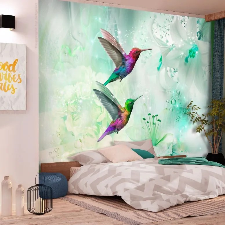 Αυτοκόλλητη φωτοταπετσαρία - Colourful Hummingbirds (Green) - 245x175