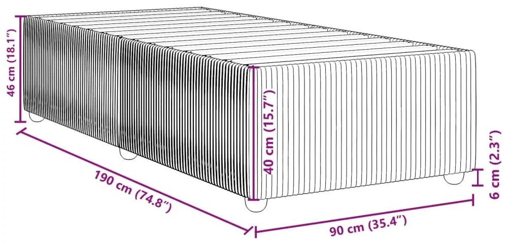 Πλαίσιο Κρεβατιού Μπλε 90 x 190 εκ. Βελούδινο - Μπλε