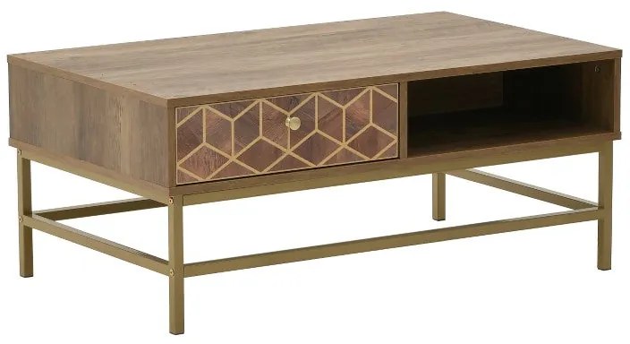 Τραπέζι σαλονιού Brilo Inart καφέ-χρυσό ξύλο 101x59x43εκ