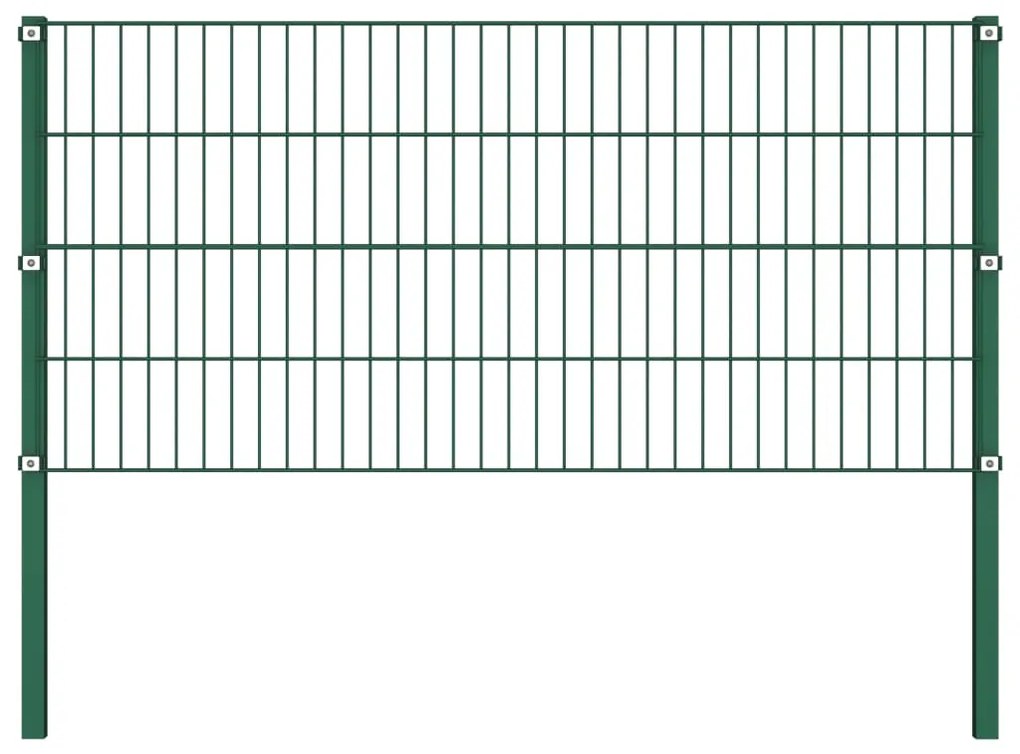 Πάνελ Περίφραξης με Στύλους Πράσινο 1,7 μ. Σιδερένιο