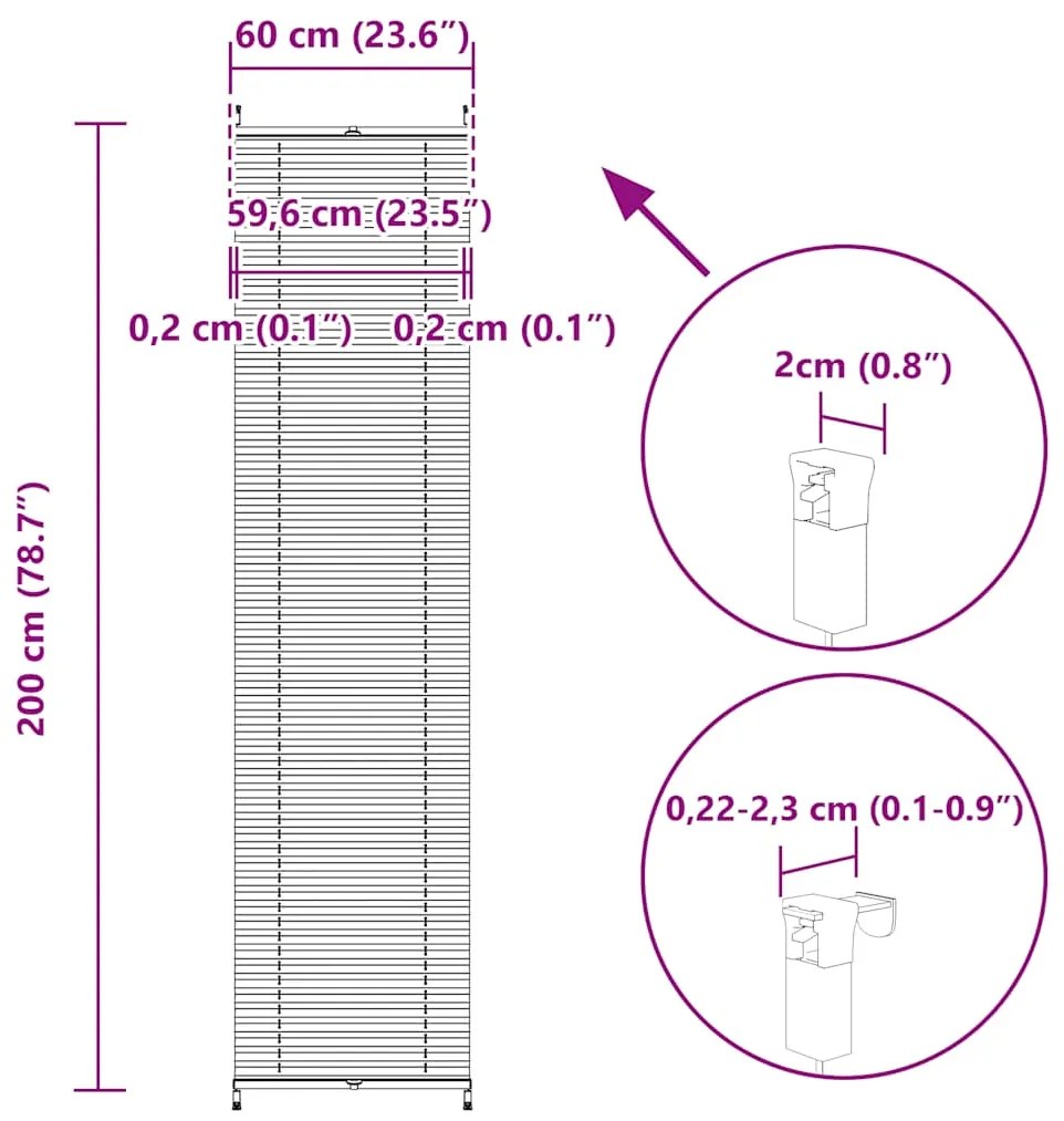 Πλισέ ρόλερ σκίασης60x200cm Λευκό 240596