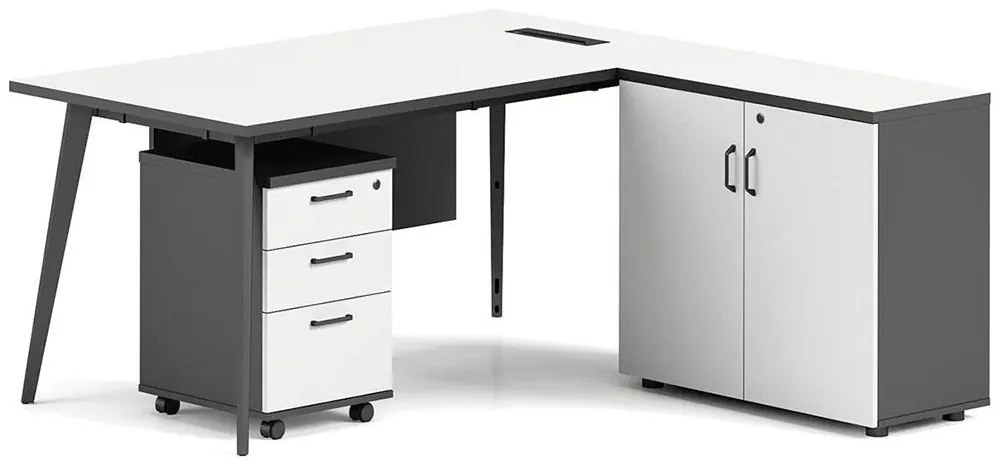 Γραφείο Status ΕΟ900,1 160x80/40x75cm White-Grey