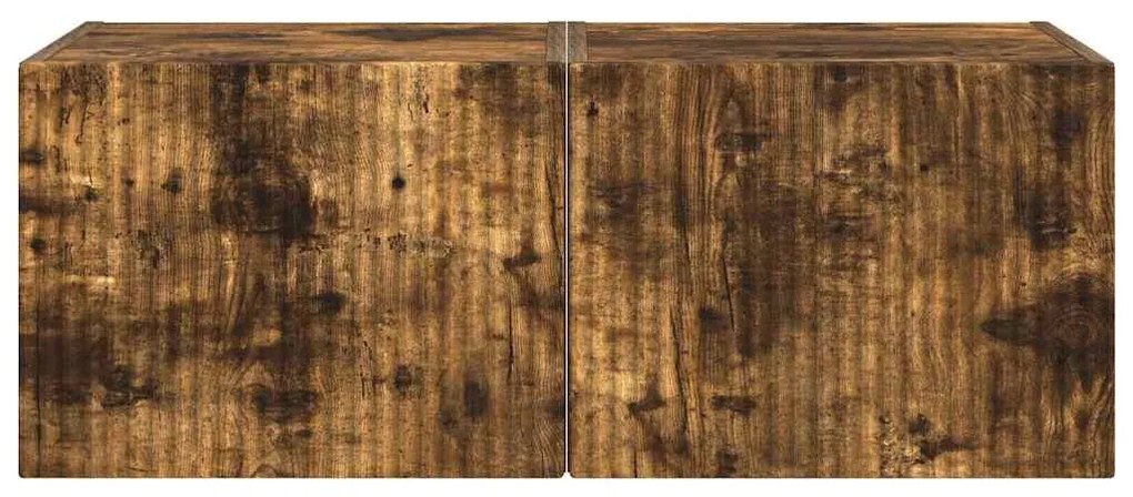 vidaXL Ντουλάπι Τηλεόρασης Τοίχου Επιτοίχιο 2 pcs Καπνιστό Δρύς