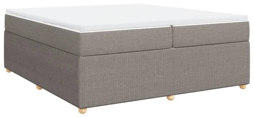 Κρεβάτι Boxspring με Στρώμα Taupe 200x200 εκ. Υφασμάτινο - Μπεζ-Γκρι